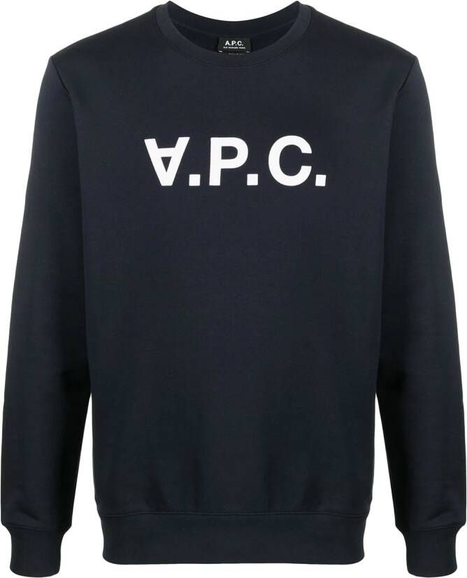 A.P.C. Sweater met logoprint Blauw