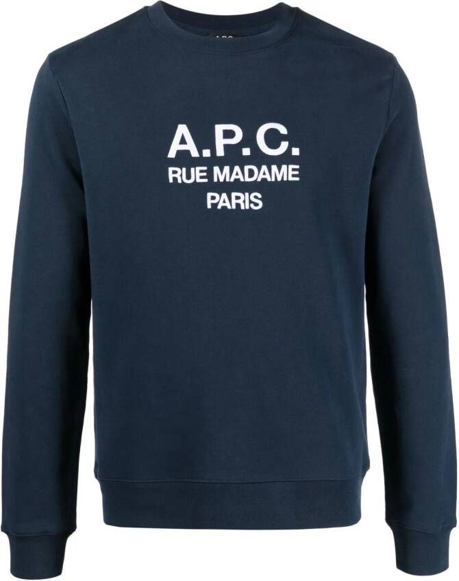 A.P.C. Sweater met geborduurd logo Blauw