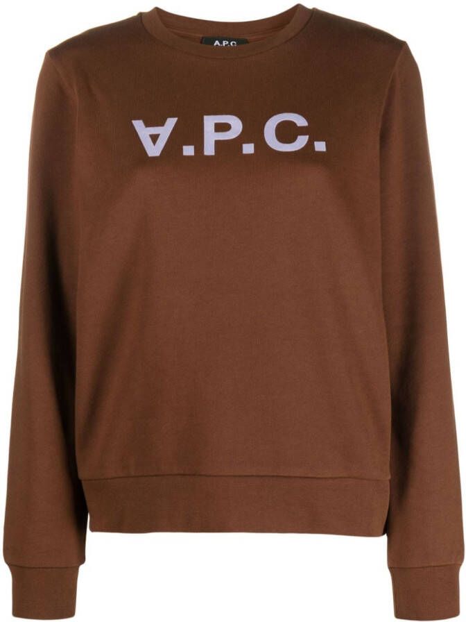 A.P.C. Sweater met logoprint Bruin