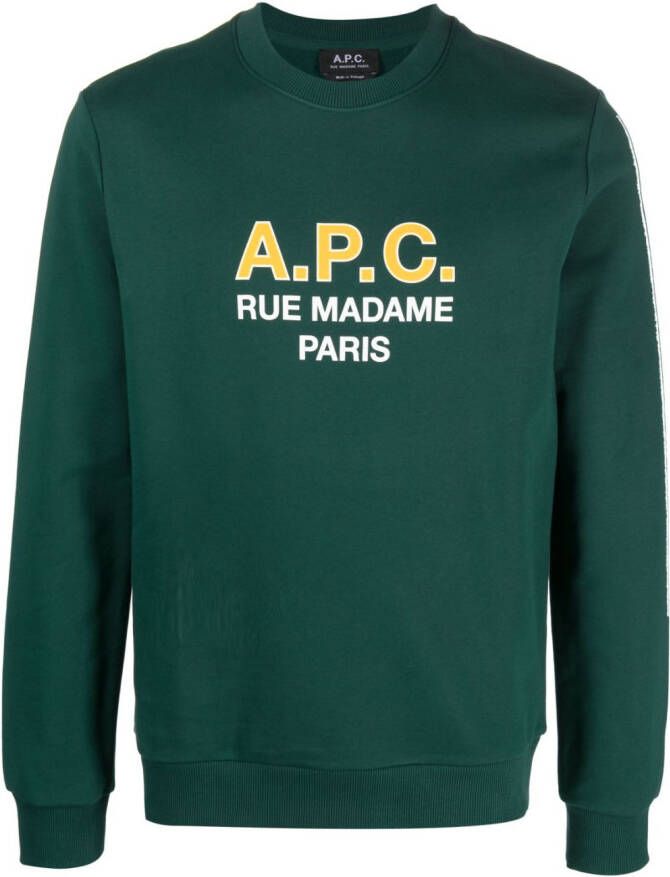 A.P.C. Sweater met logoprint Groen