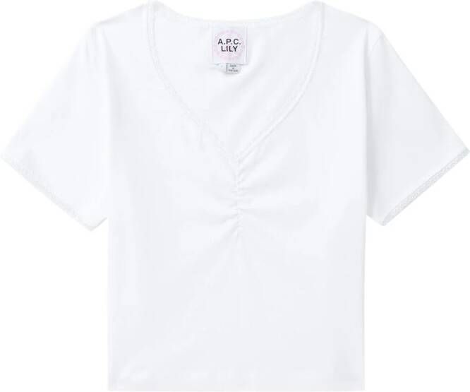 A.P.C. T-shirt met afwerking van kant Wit