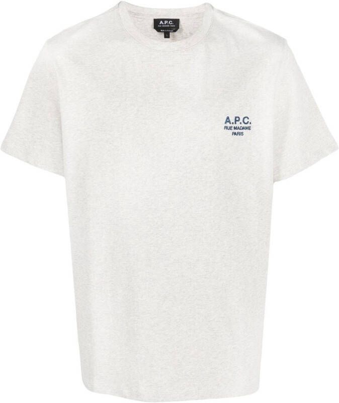 A.P.C. T-shirt met geborduurd logo Grijs