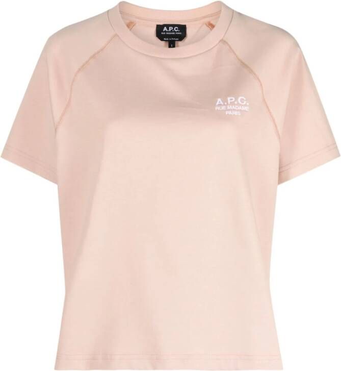 A.P.C. T-shirt met geborduurd logo Roze