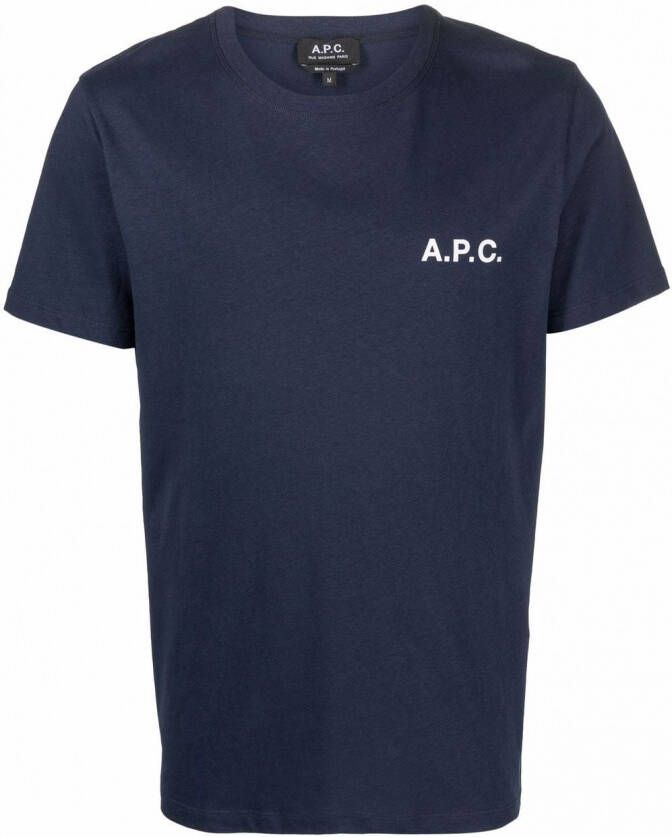 A.P.C. T-shirt met logo Blauw
