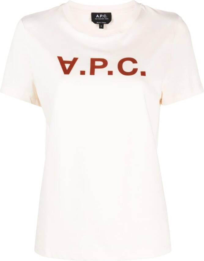 A.P.C. T-shirt met logoprint Beige