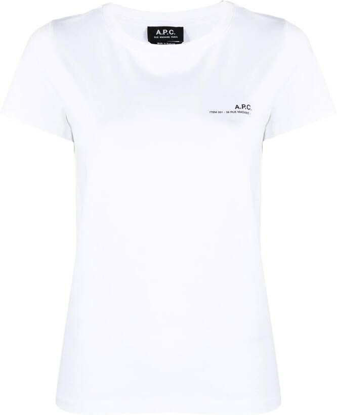 A.P.C. T shirt met logoprint dames katoen XS Wit