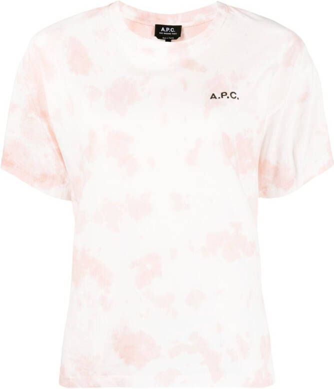 A.P.C. T-shirt met tie-dye print Roze