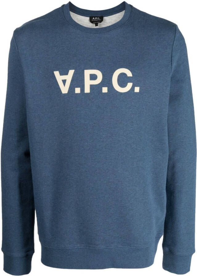 A.P.C. Sweater met logo Blauw