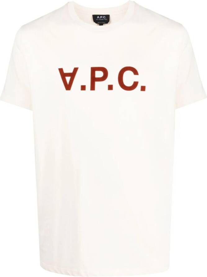 A.P.C. T-shirt met logo Beige