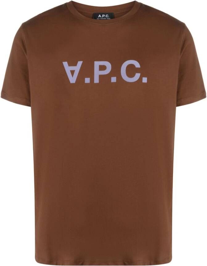 A.P.C. T-shirt met logo Bruin