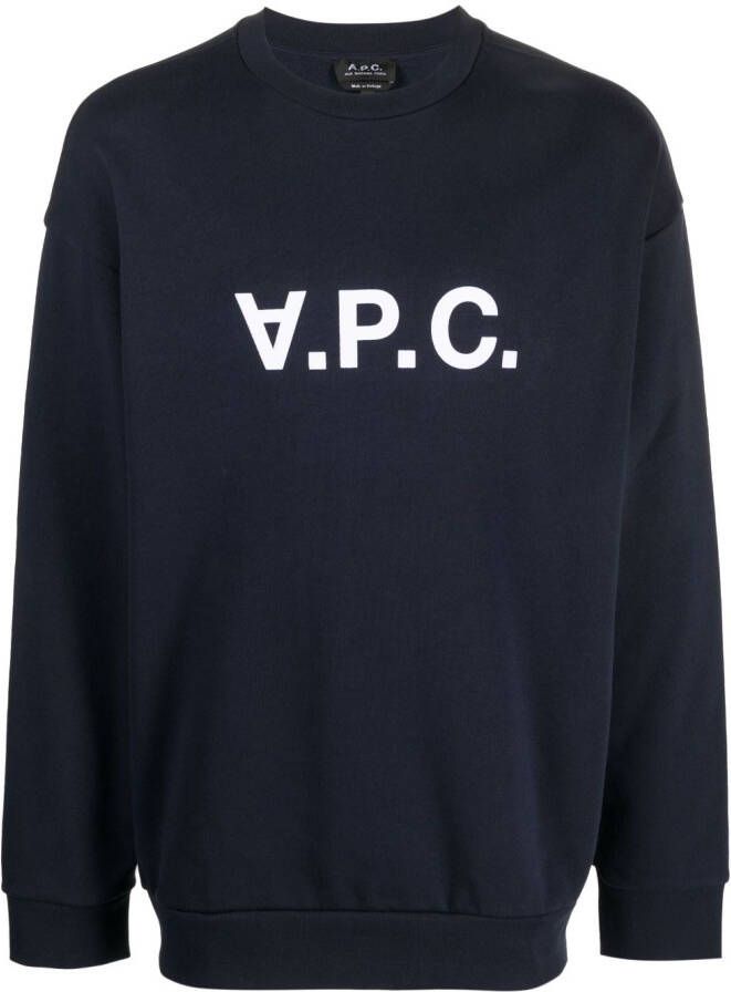 A.P.C. T-shirt met logoprint Blauw