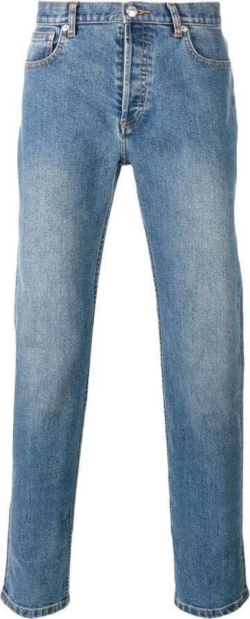 A.P.C. washed jeans met rechte pijpen Blauw