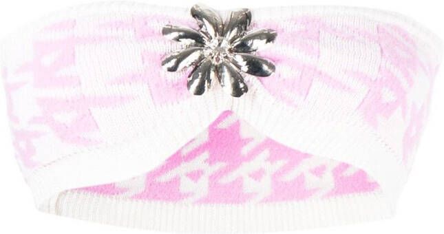 AREA Bandeau met pied-de-poule print Roze