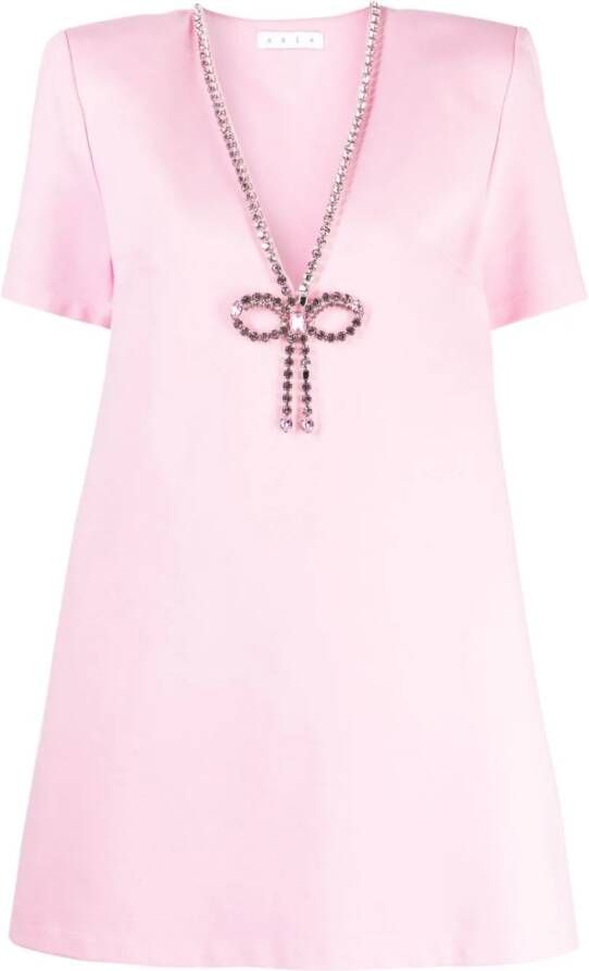 AREA Mini-jurk met V-hals Roze