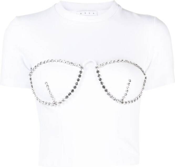 AREA T-shirt verfraaid met kristallen Wit