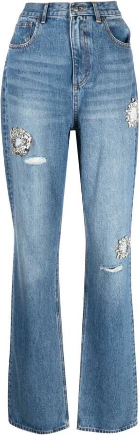 AREA Jeans verfraaid met kristallen Blauw