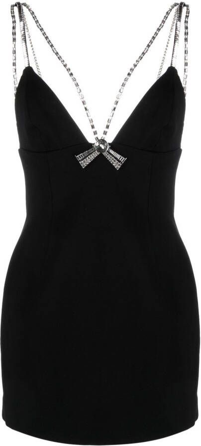 AREA Mini-jurk verfraaid met kristallen Zwart