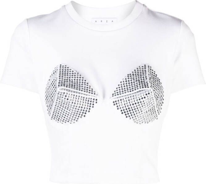 AREA T-shirt verfraaid met cup detail Wit
