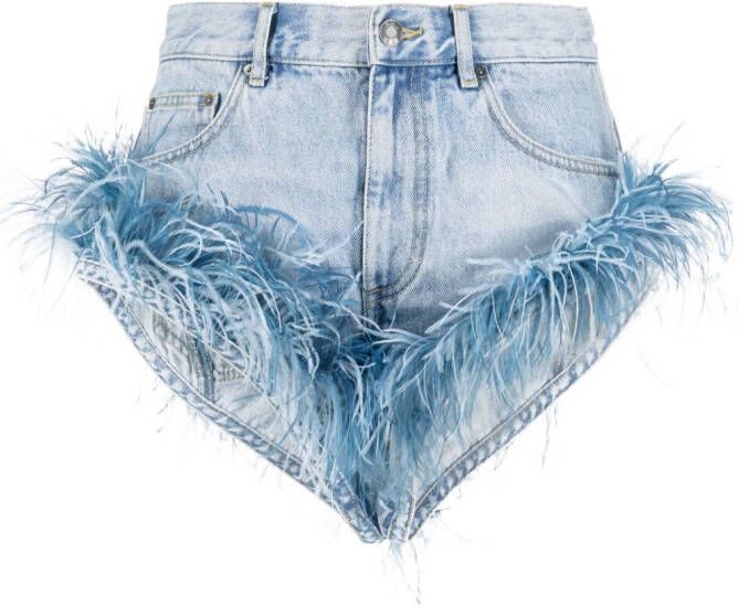 AREA Shorts met veren afwerking Blauw