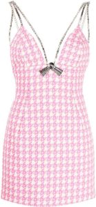 AREA Mini-jurk met pied-de-poule print Roze