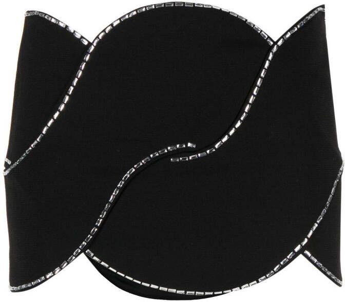 AREA Mini-rok met kristallen Zwart