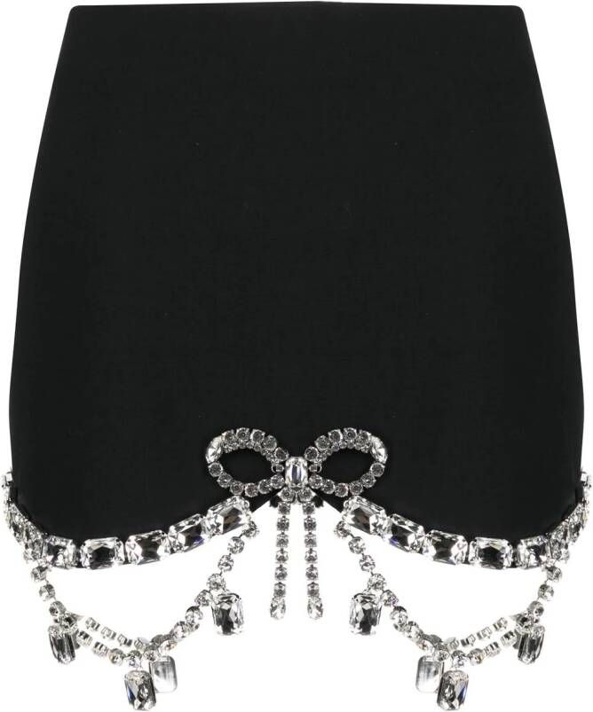AREA Mini-rok verfraaid met kristallen Zwart