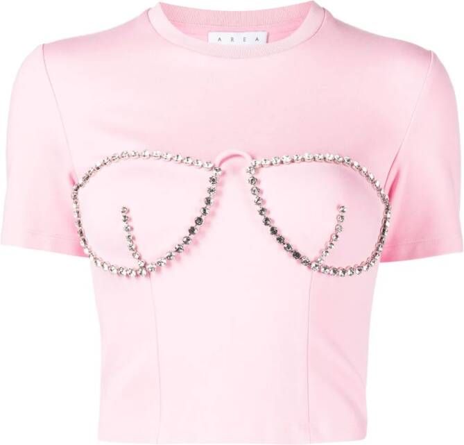 AREA T-shirt verfraaid met kristallen Roze