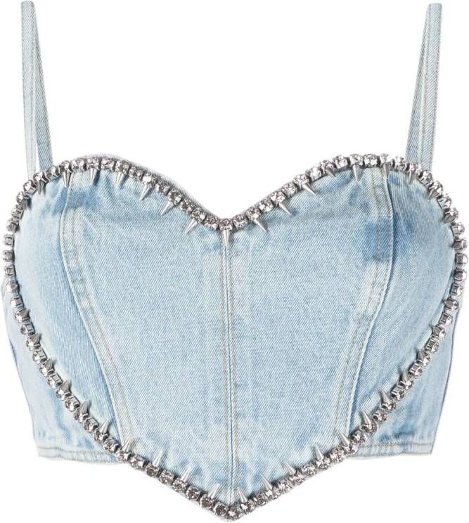 AREA Top verfraaid met kristallen Blauw