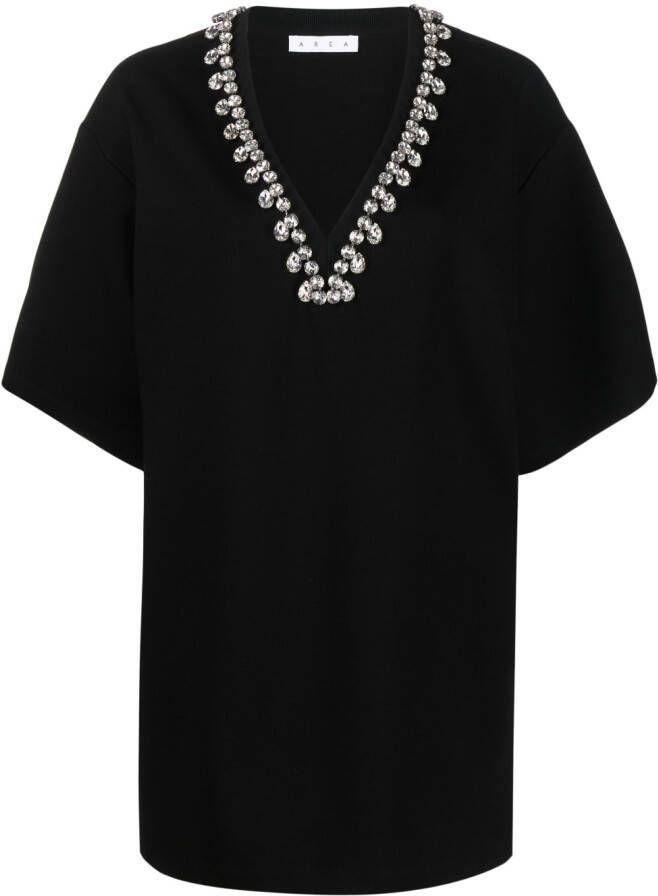 AREA T-shirtjurk verfraaid met kristallen Zwart