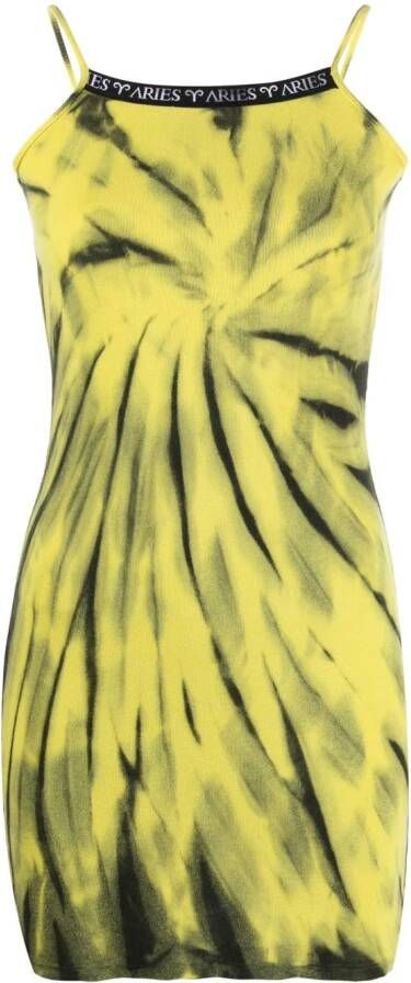 Aries Mini-jurk met tie-dye print Groen