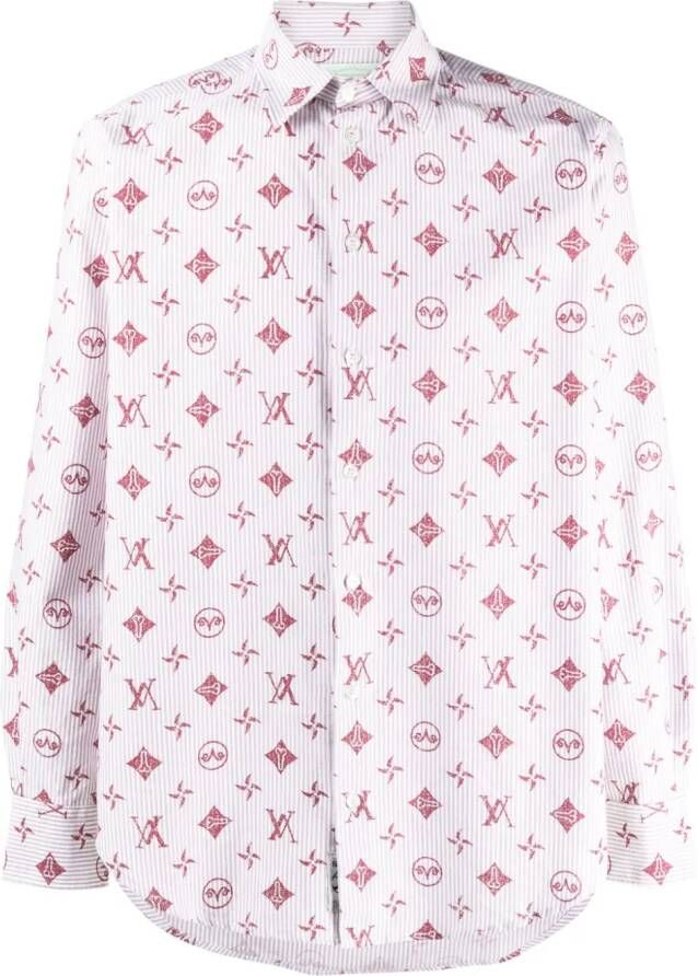 Aries Overhemd met monogram-patroon Wit