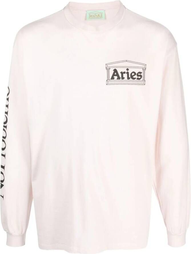 Aries Rat long-sleeve cotton T-shirt Roze