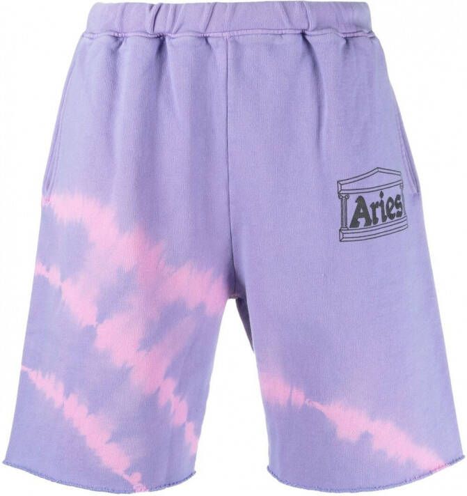 Aries Shorts met tie-dye print Paars