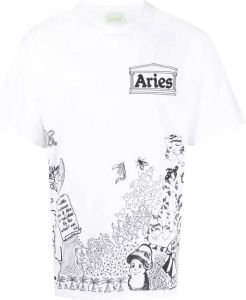 Aries T-shirt met grafische print Wit