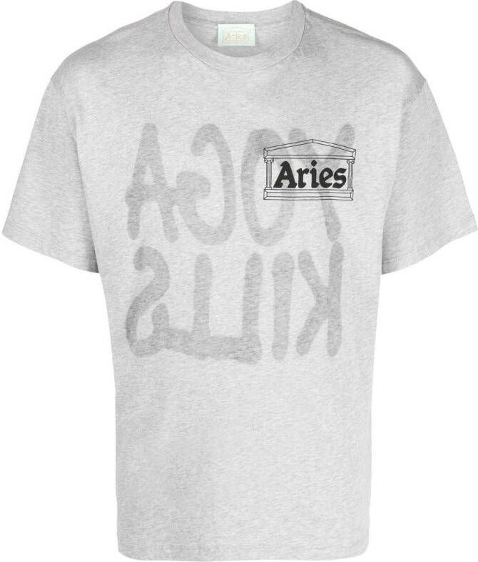Aries T-shirt met logoprint Grijs
