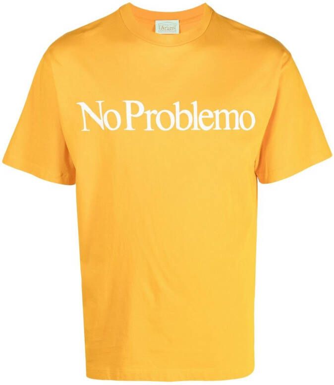 Aries T-shirt met tekst Oranje