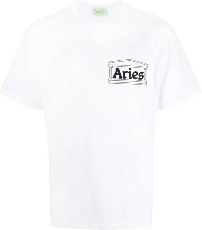 Aries T-shirt met tekst Wit