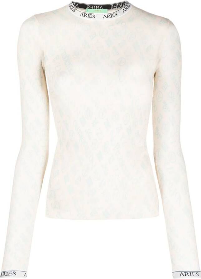 Aries Top met tule Beige