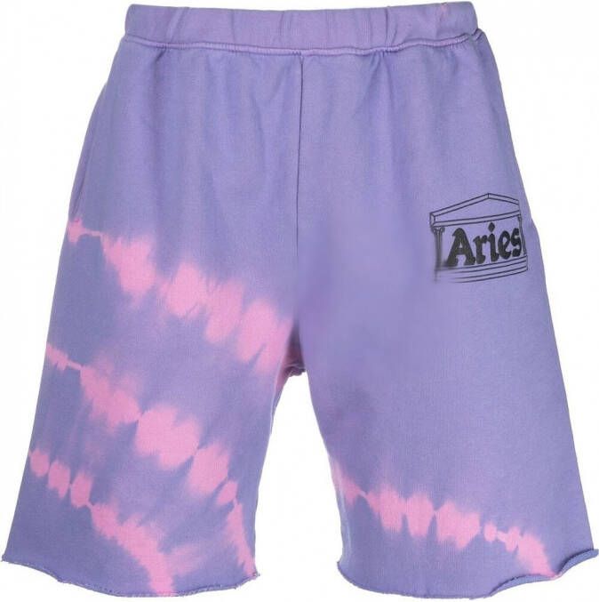 Aries Trainingsshorts met tie-dye print Paars