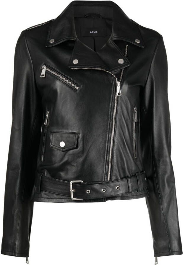 Arma Leren bikerjack Zwart