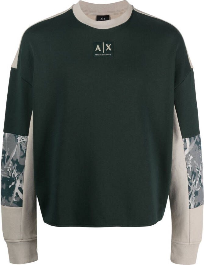 Armani Exchange Sweater met colourblocking Groen