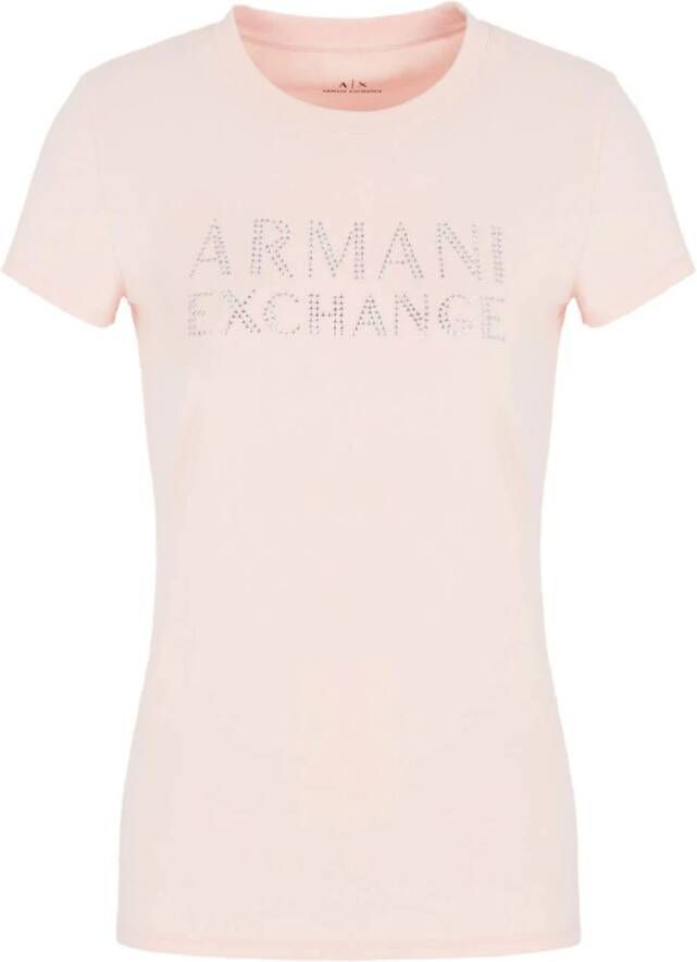 Armani Exchange T-shirt verfraaid met kristallen Roze