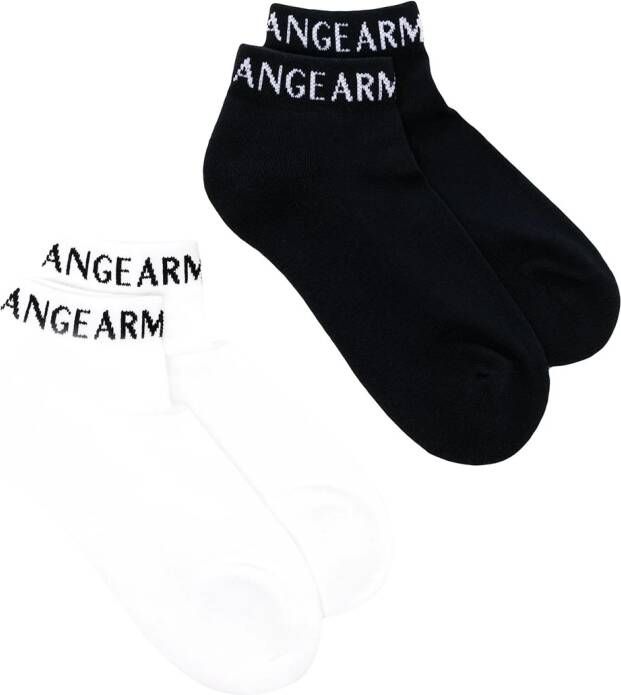 Armani Exchange Enkelsokken met intarsia logo Zwart