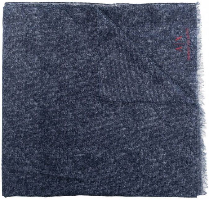 Armani Exchange Sjaal met franje afwerking Blauw