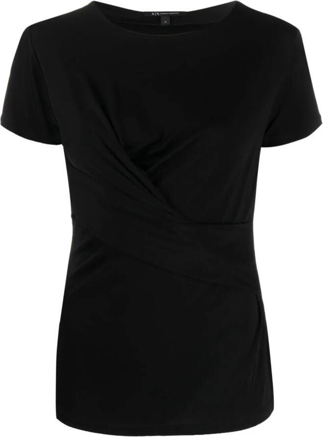 Armani Exchange T-shirt met gesmockt detail Zwart