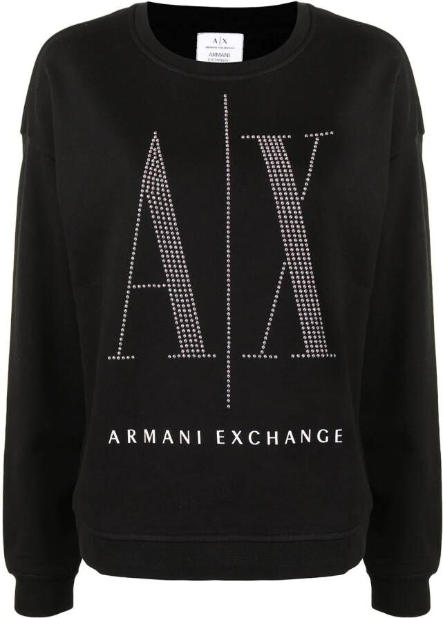 Armani Exchange Gestreepte sweater Zwart