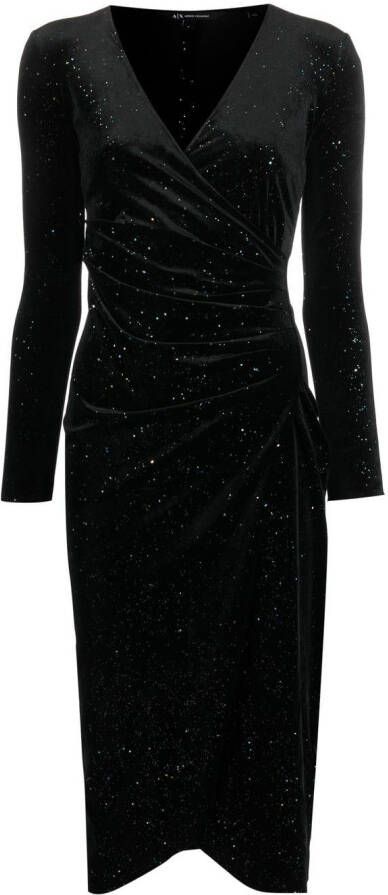 Armani Exchange Midi-jurk met glitter Zwart