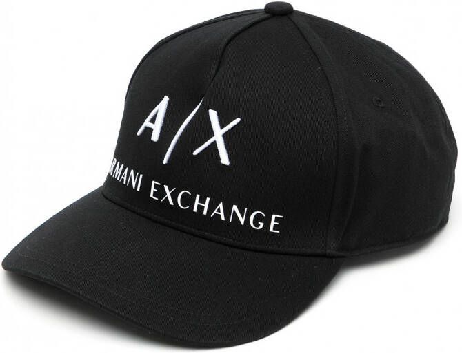 Armani Exchange Honkbalpet met geborduurd logo Zwart