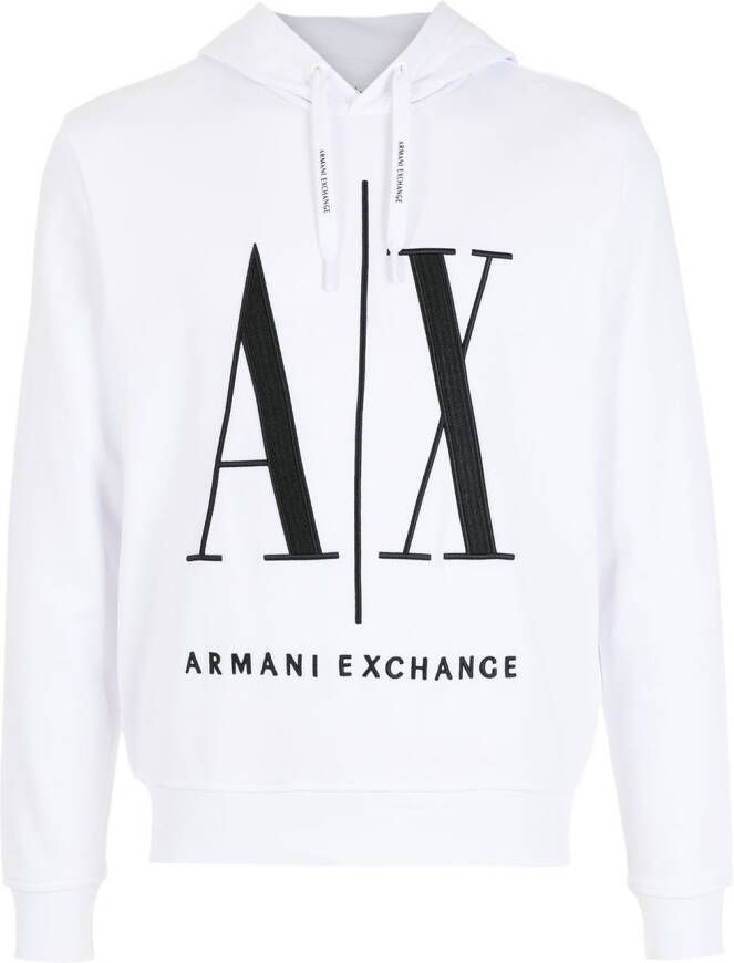 Armani Exchange Hoodie met geborduurd logo Wit