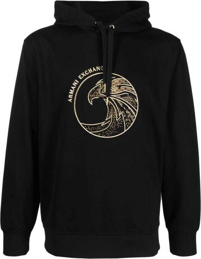 Armani Exchange Hoodie met geborduurd logo Zwart